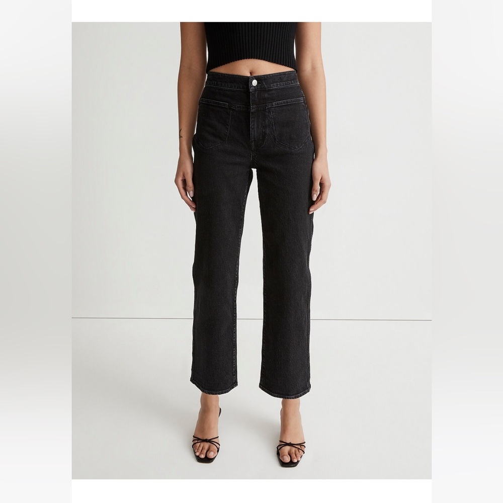 Madewell Perfect Vintage Wide-Leg Crop Jean in Stone Black Wash NWT